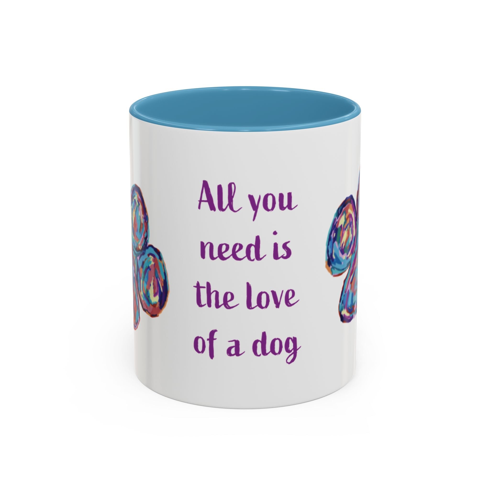 Love Of A Dog Paw Two Tone Ceramic Coffee Mugs - Blue Cava