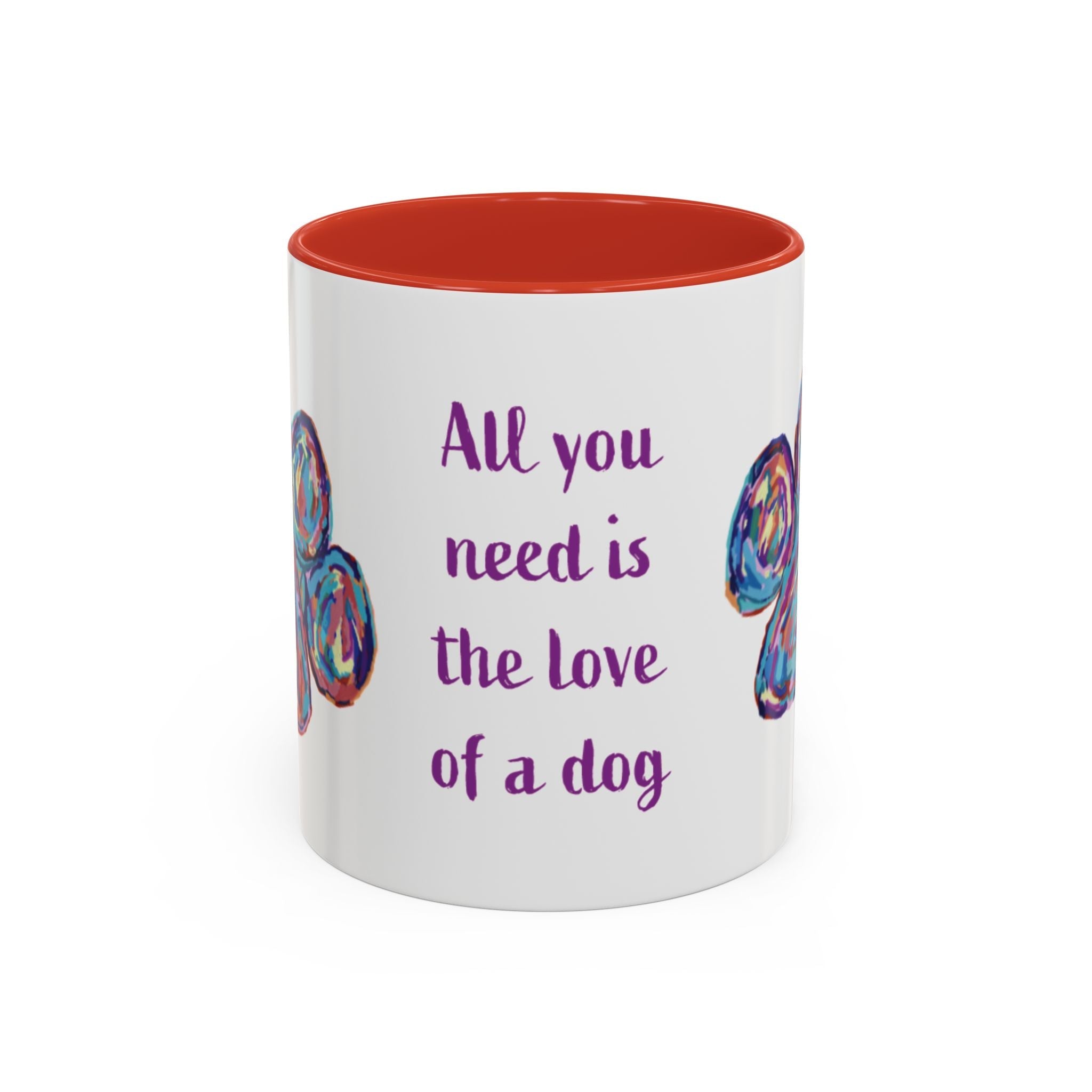 Love Of A Dog Paw Two Tone Ceramic Coffee Mugs - Blue Cava