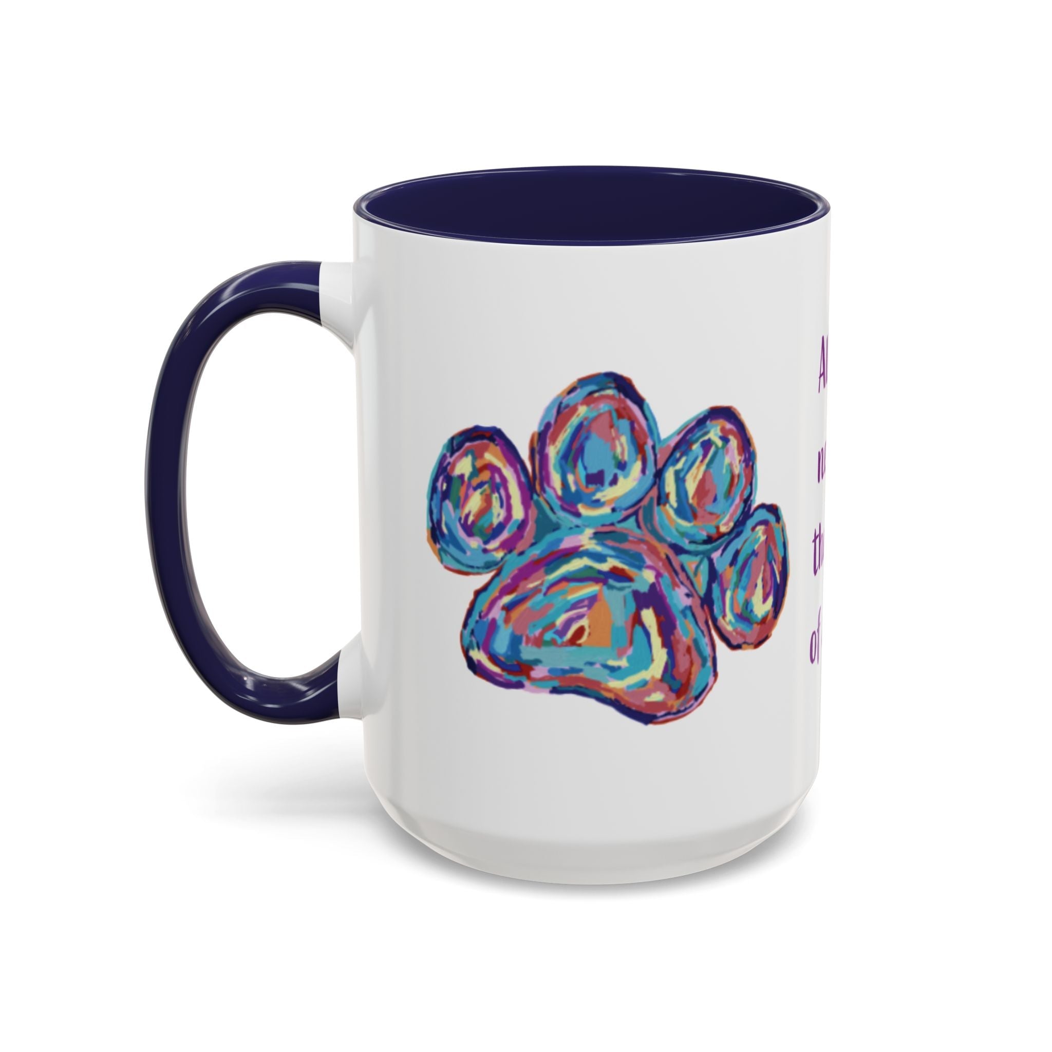 Love Of A Dog Paw Two Tone Ceramic Coffee Mugs - Blue Cava