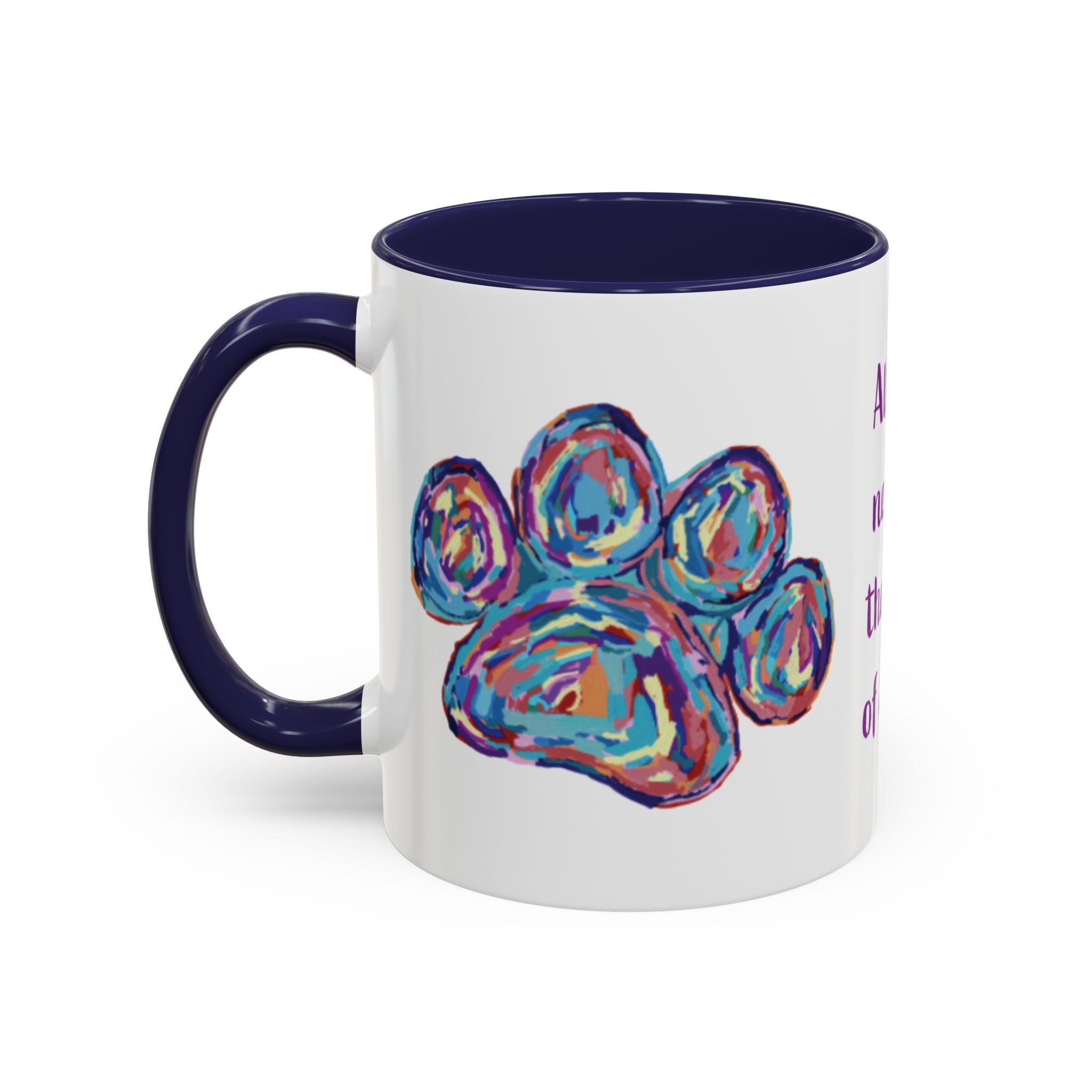 Love Of A Dog Paw Two Tone Ceramic Coffee Mugs - Blue Cava