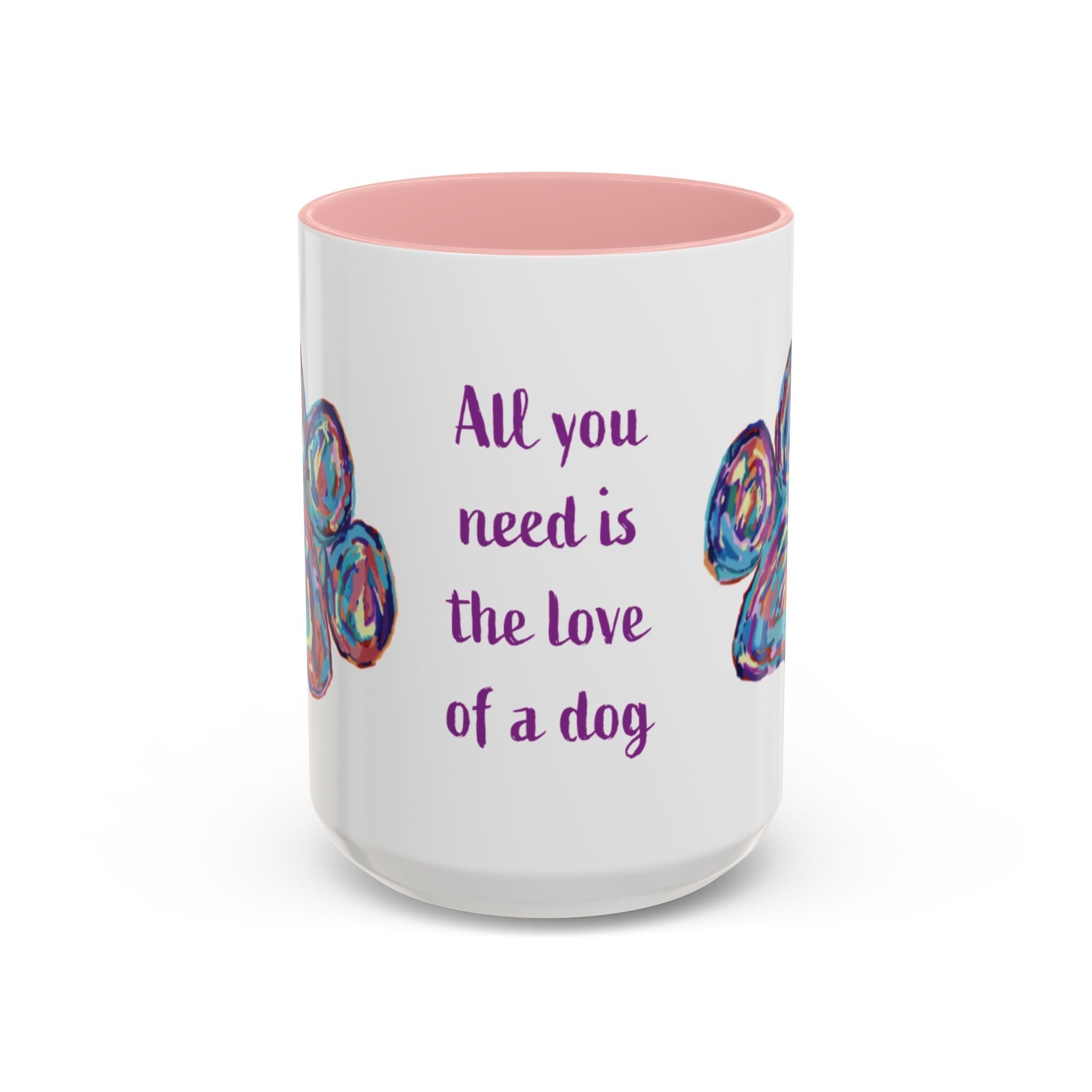 Love Of A Dog Paw Two Tone Ceramic Coffee Mugs - Blue Cava