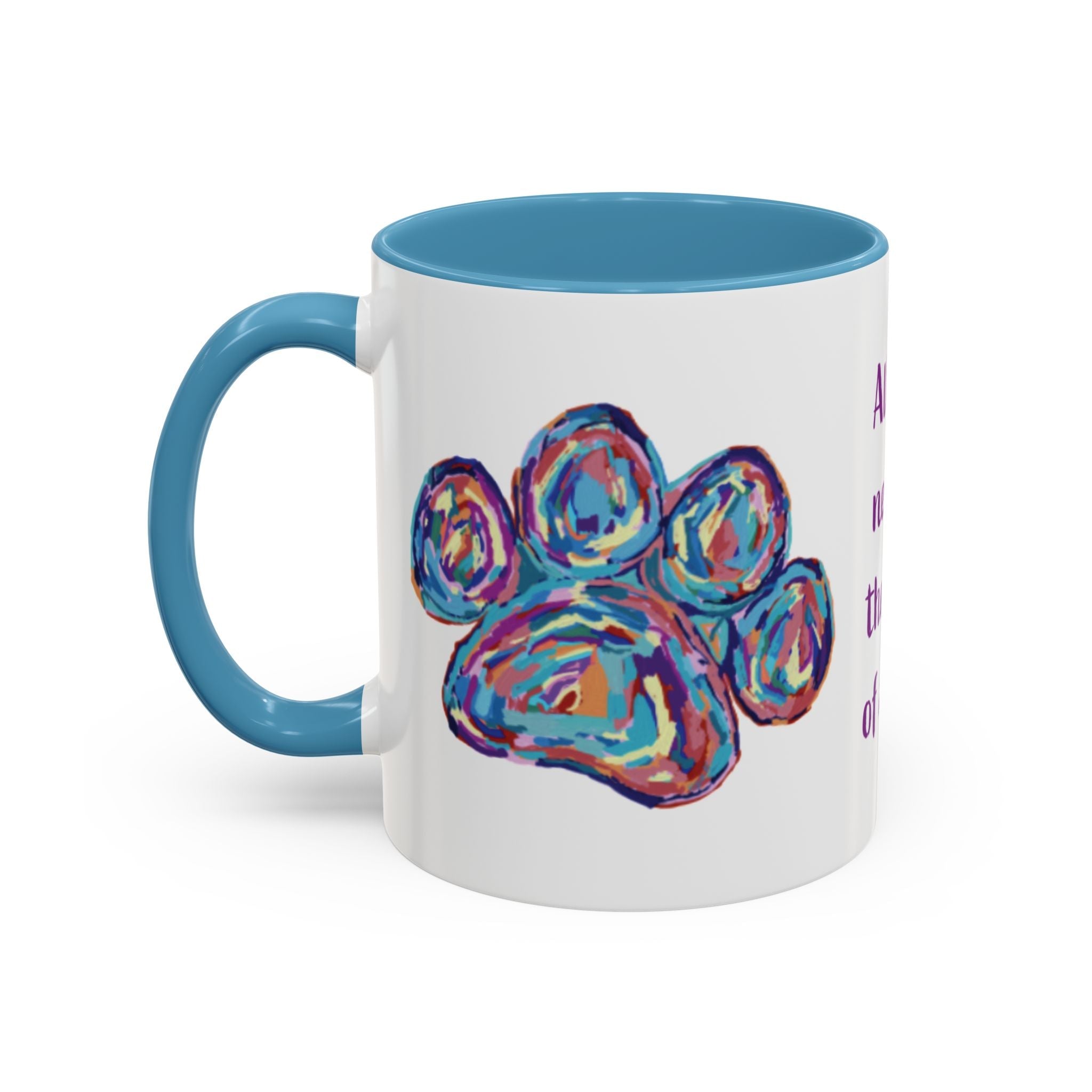 Love Of A Dog Paw Two Tone Ceramic Coffee Mugs - Blue Cava