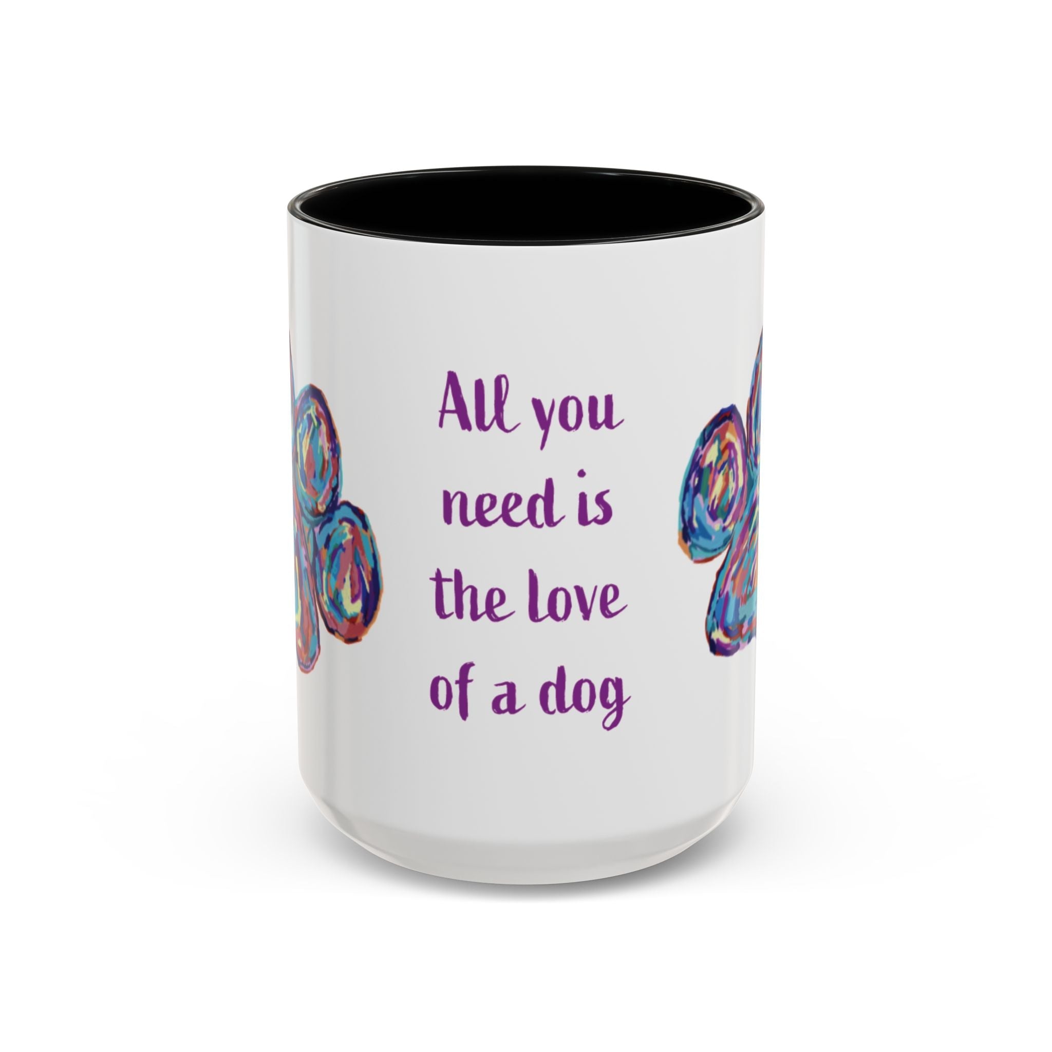 Love Of A Dog Paw Two Tone Ceramic Coffee Mugs - Blue Cava