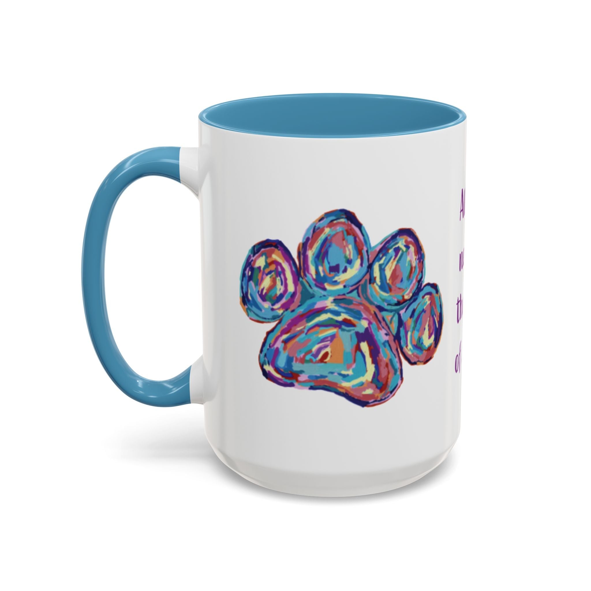 Love Of A Dog Paw Two Tone Ceramic Coffee Mugs - Blue Cava