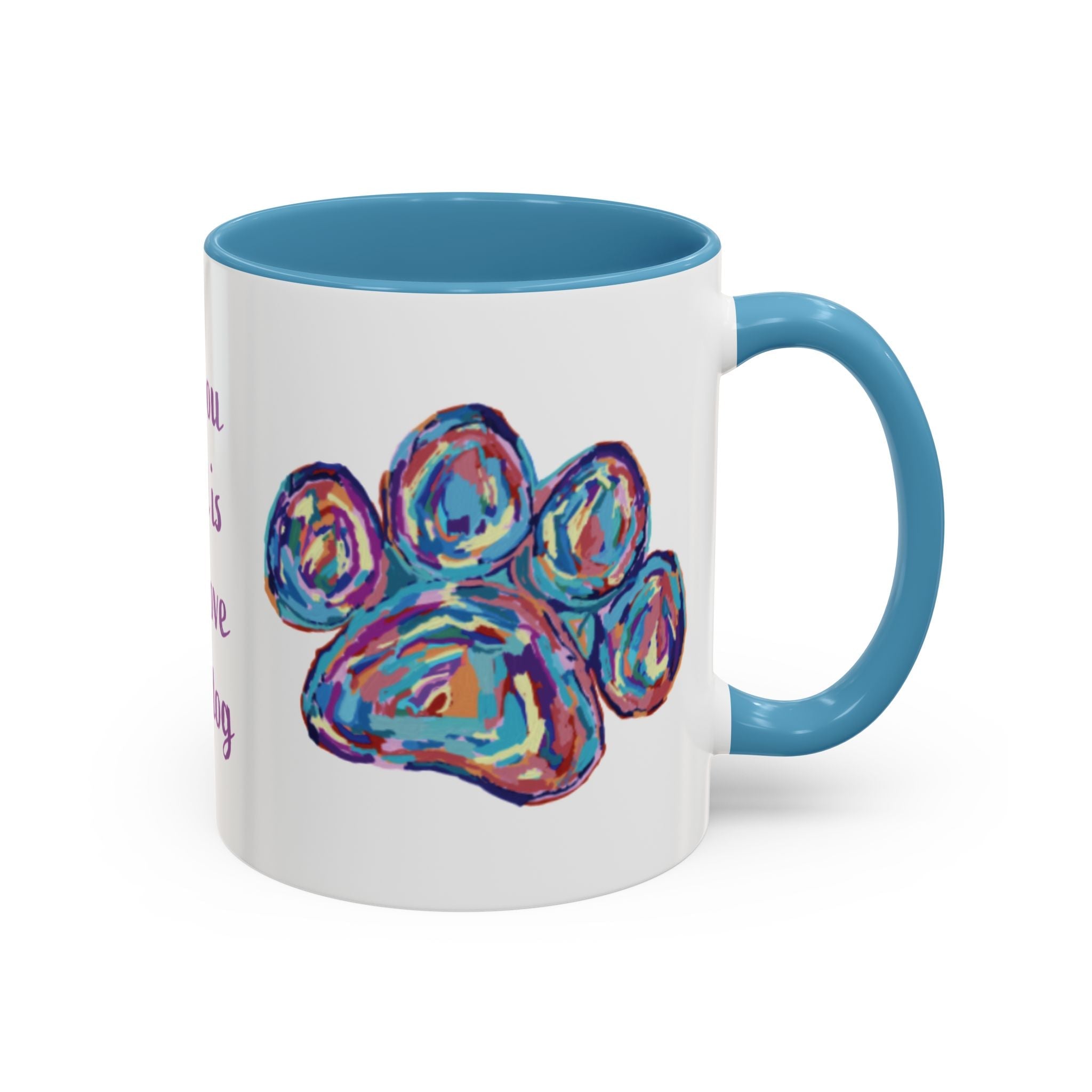 Love Of A Dog Paw Two Tone Ceramic Coffee Mugs - Blue Cava