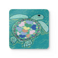 Love Sea Turtle Corkwood Coaster Set - Blue Cava