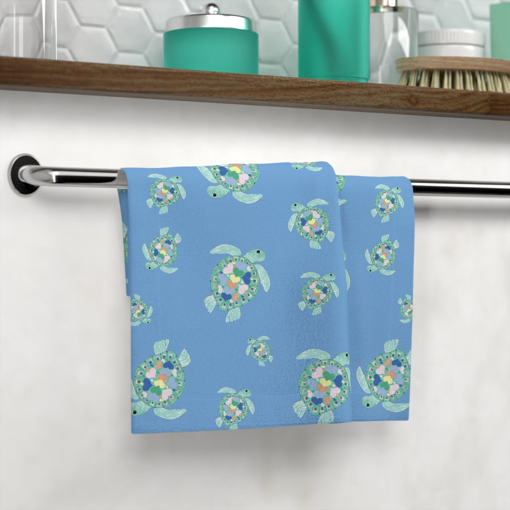 Love Sea Turtle Washcloth Towel — Coastal Decor - Blue Cava