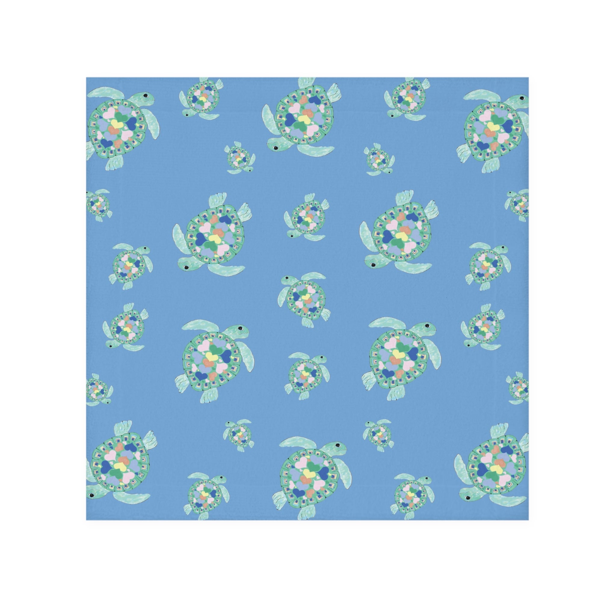 Love Sea Turtle Washcloth Towel — Coastal Decor - Blue Cava