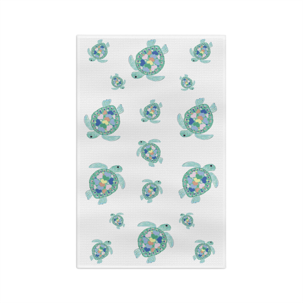 Love Sea Turtles Microfiber Waffle Kitchen Towel - Blue Cava