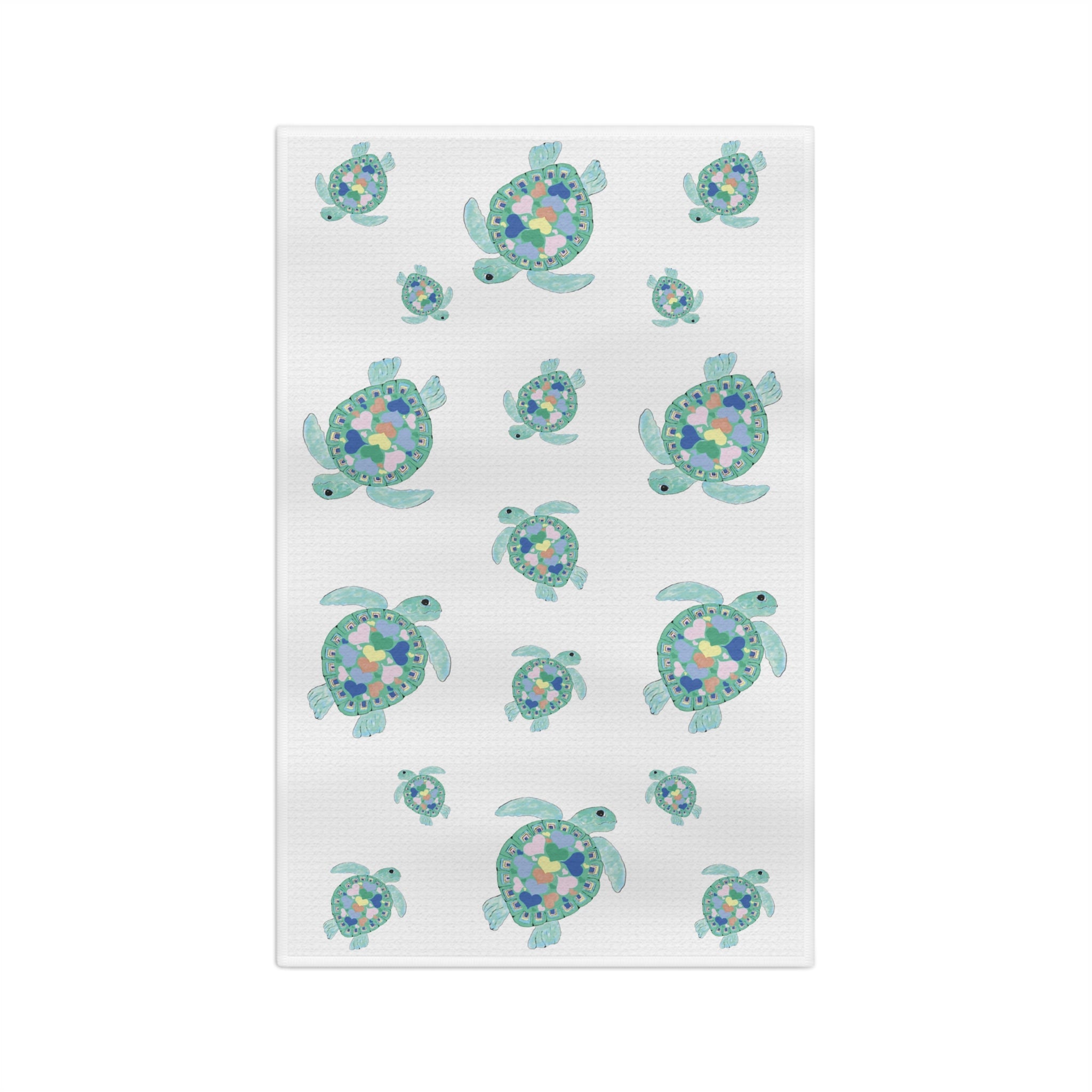 Love Sea Turtles Microfiber Waffle Kitchen Towel - Blue Cava