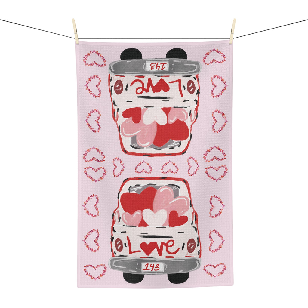 Love Truck Microfiber Waffle Kitchen Towel - Blue Cava