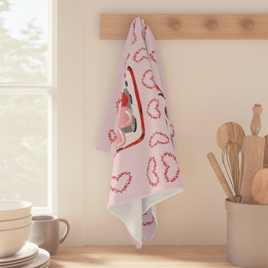 Love Truck Microfiber Waffle Kitchen Towel - Blue Cava