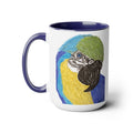 Macaw Bird Two - Tone Ceramic Coffee Mugs - Blue Cava