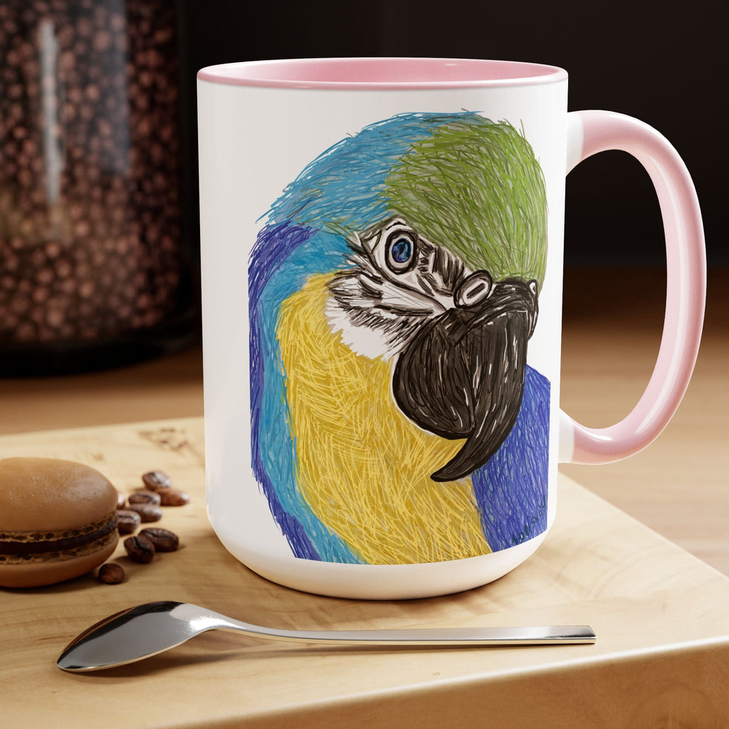 Macaw Bird Two - Tone Ceramic Coffee Mugs - Blue Cava