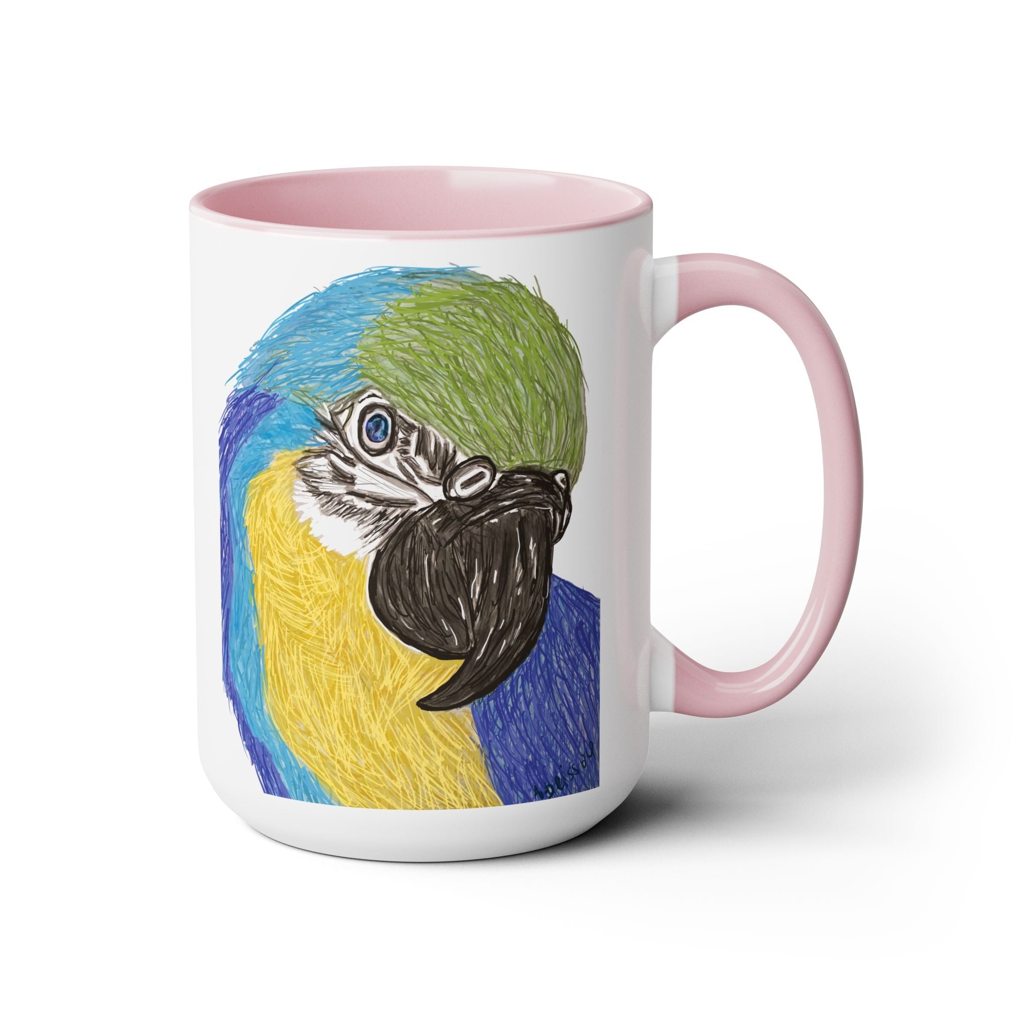 Macaw Bird Two - Tone Ceramic Coffee Mugs - Blue Cava
