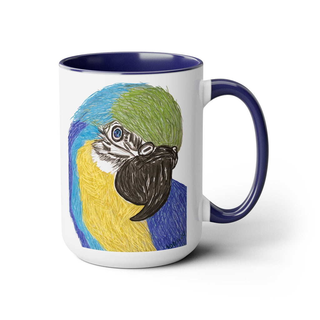 Macaw Bird Two - Tone Ceramic Coffee Mugs - Blue Cava