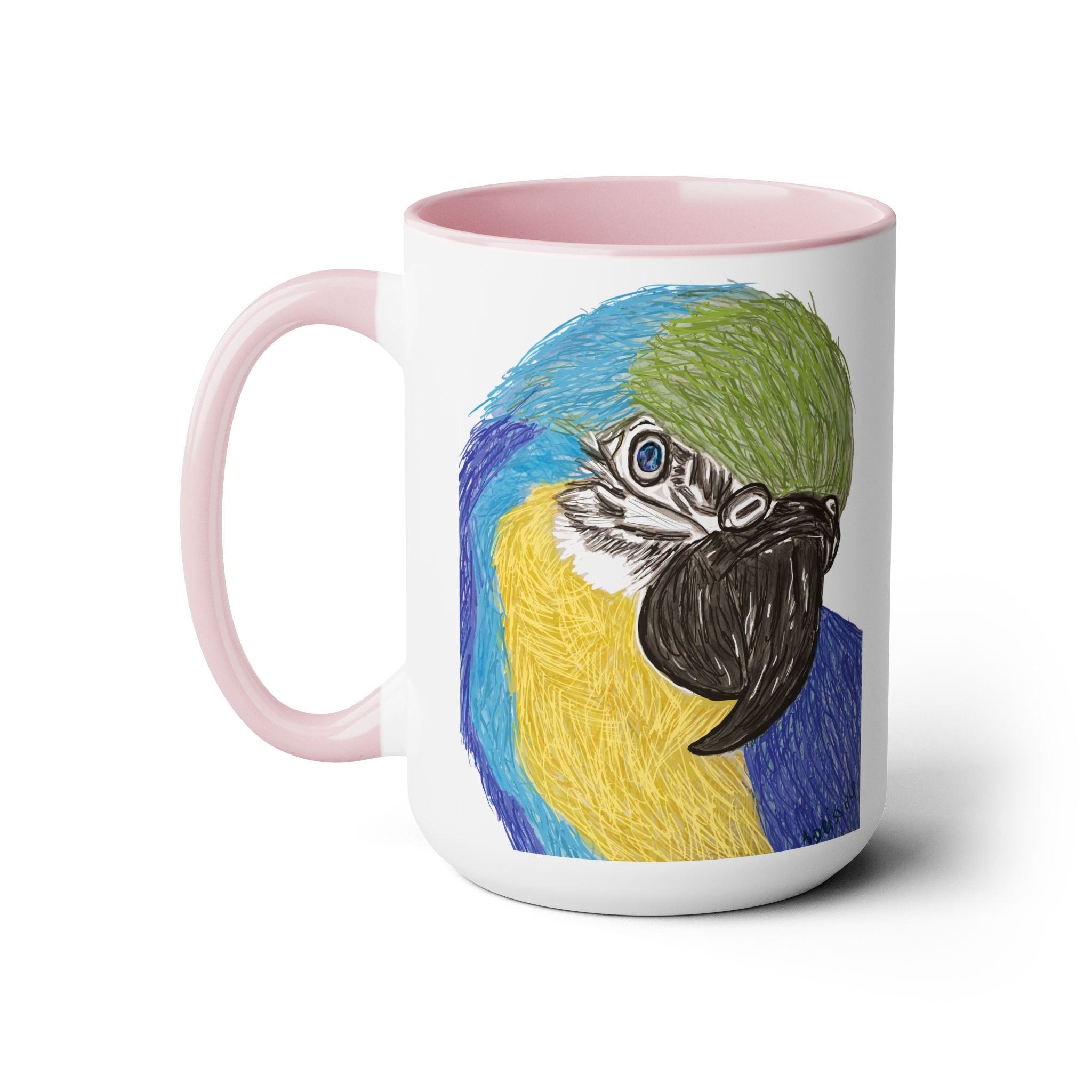 Macaw Bird Two - Tone Ceramic Coffee Mugs - Blue Cava