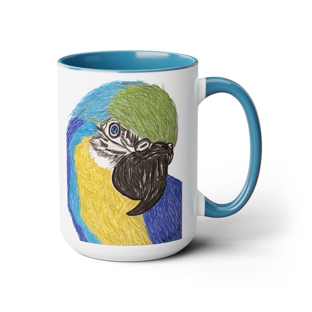 Macaw Bird Two - Tone Ceramic Coffee Mugs - Blue Cava