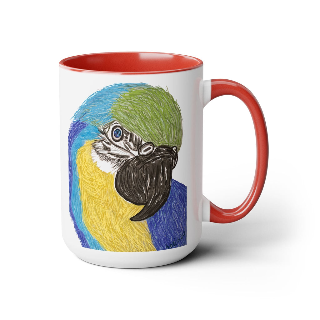 Macaw Bird Two - Tone Ceramic Coffee Mugs - Blue Cava