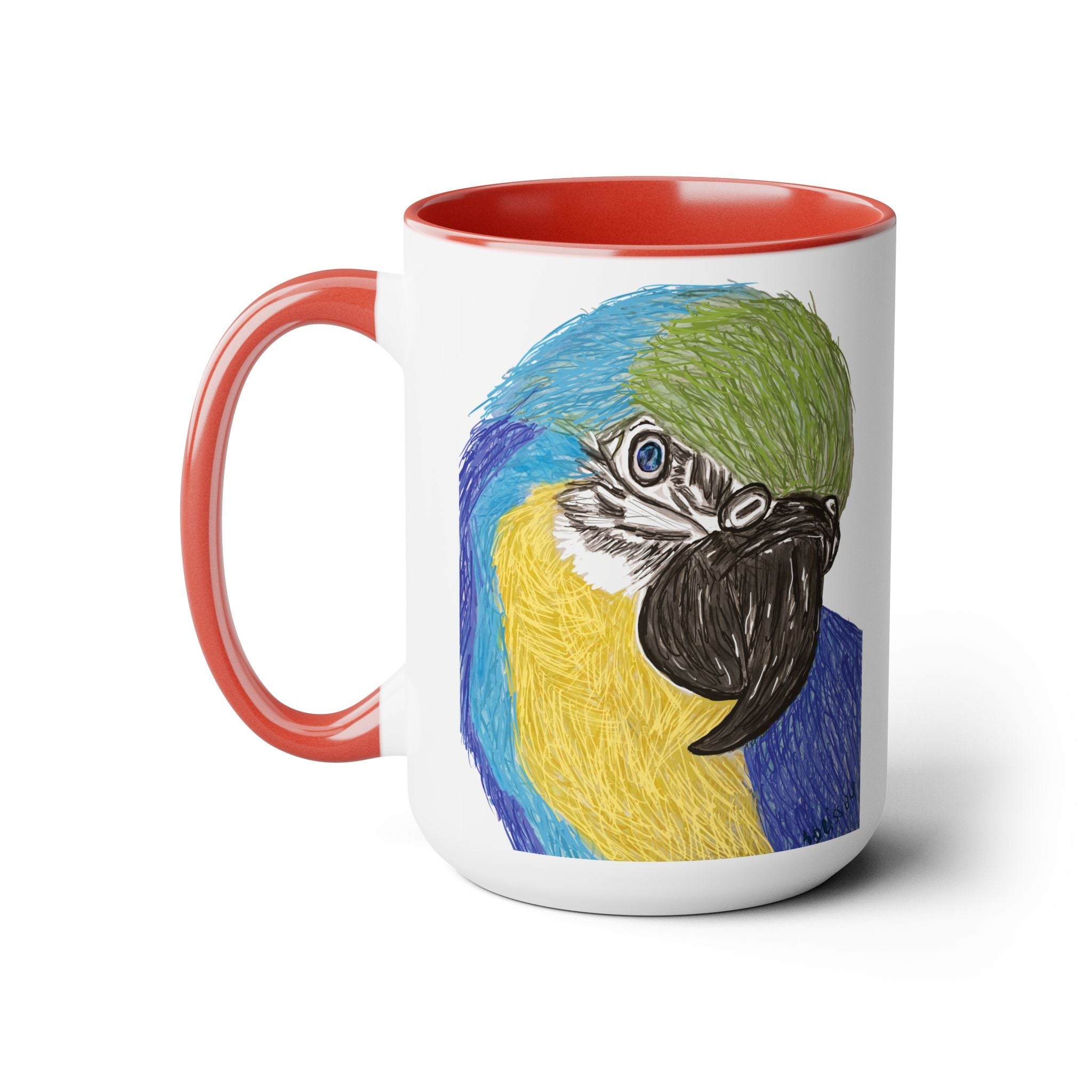 Macaw Bird Two - Tone Ceramic Coffee Mugs - Blue Cava