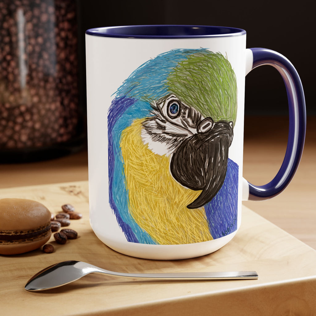 Macaw Bird Two - Tone Ceramic Coffee Mugs - Blue Cava