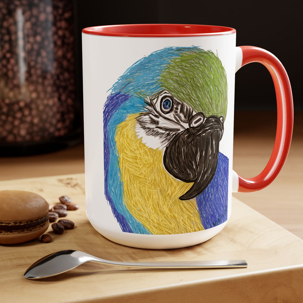 Macaw Bird Two - Tone Ceramic Coffee Mugs - Blue Cava