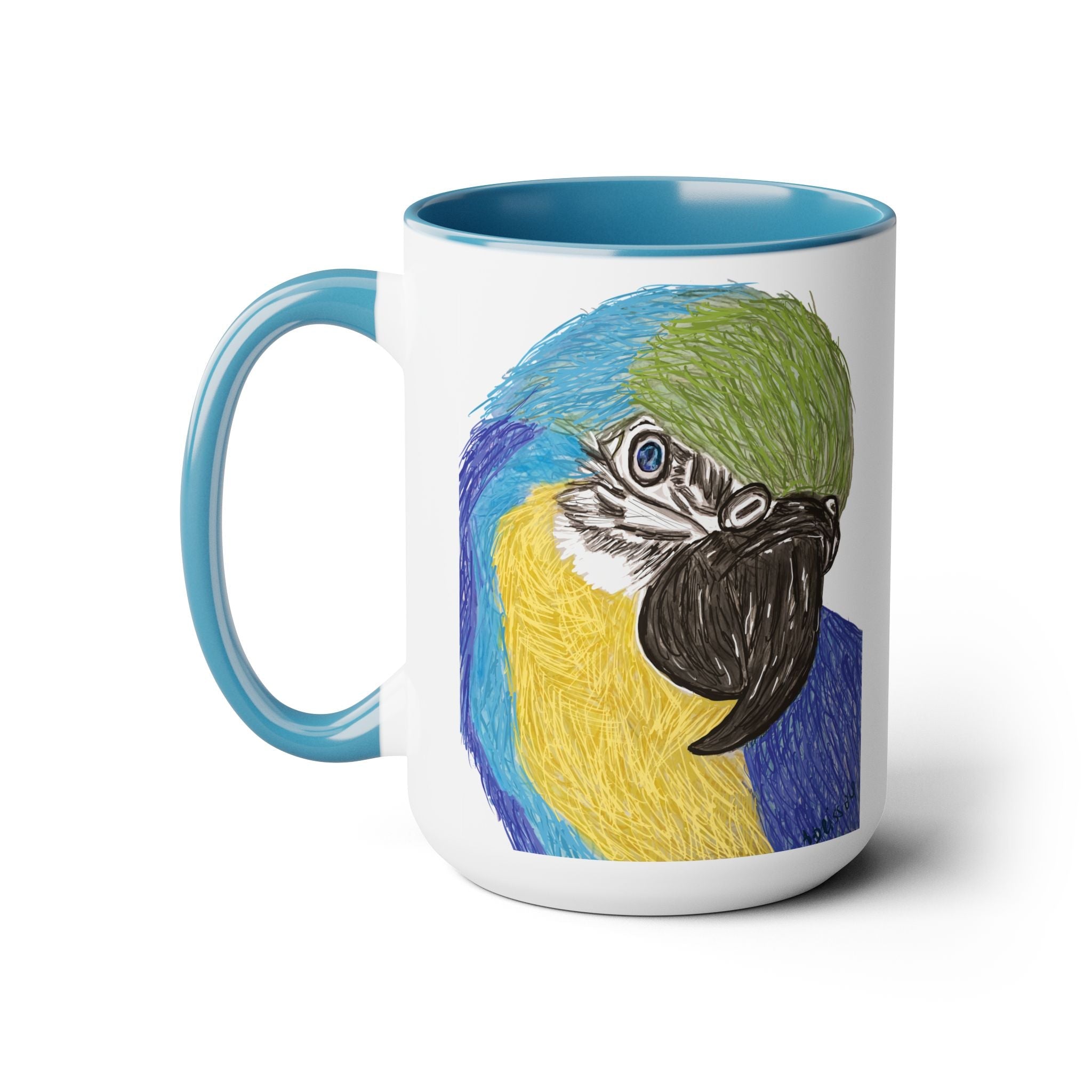 Macaw Bird Two - Tone Ceramic Coffee Mugs - Blue Cava