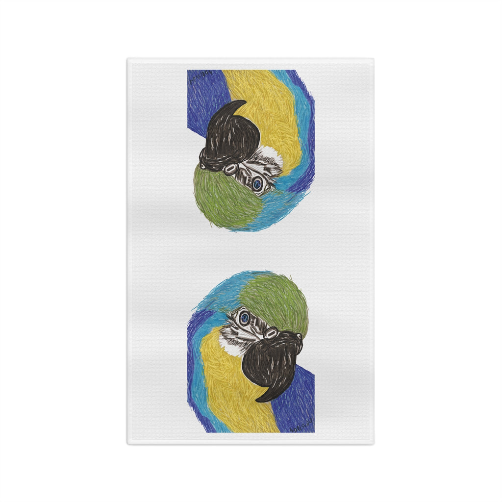 Macaw Microfiber Waffle Kitchen Towel - Blue Cava