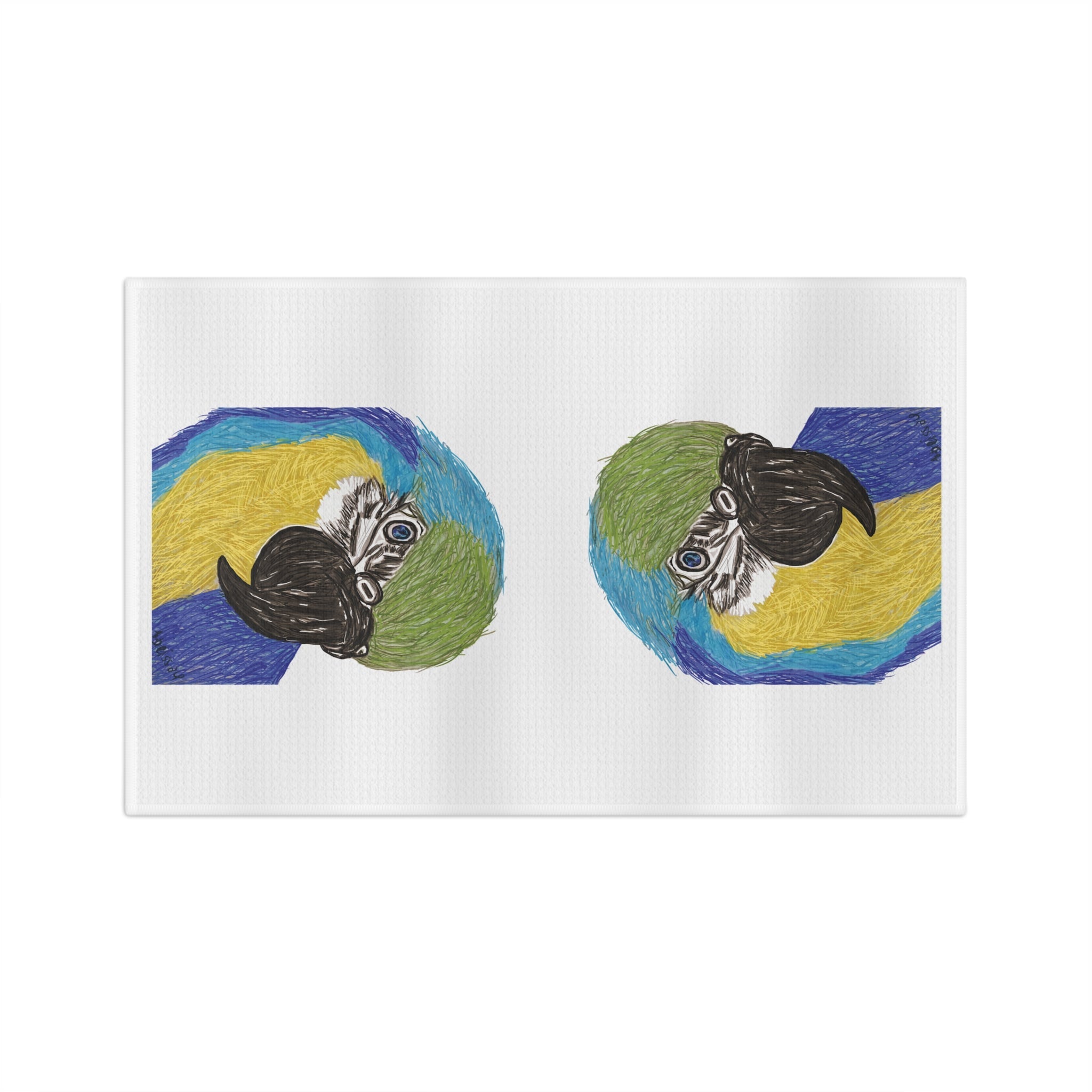 Macaw Microfiber Waffle Kitchen Towel - Blue Cava