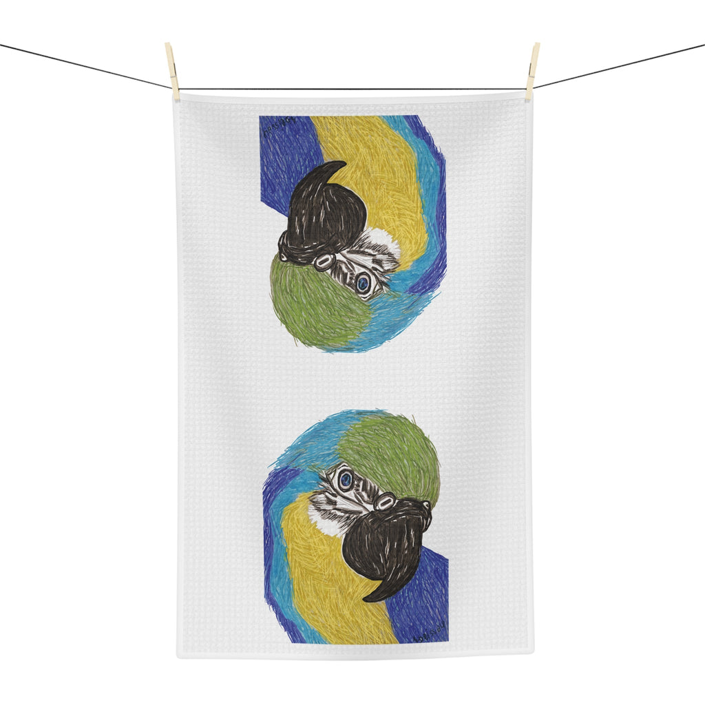 Macaw Microfiber Waffle Kitchen Towel - Blue Cava