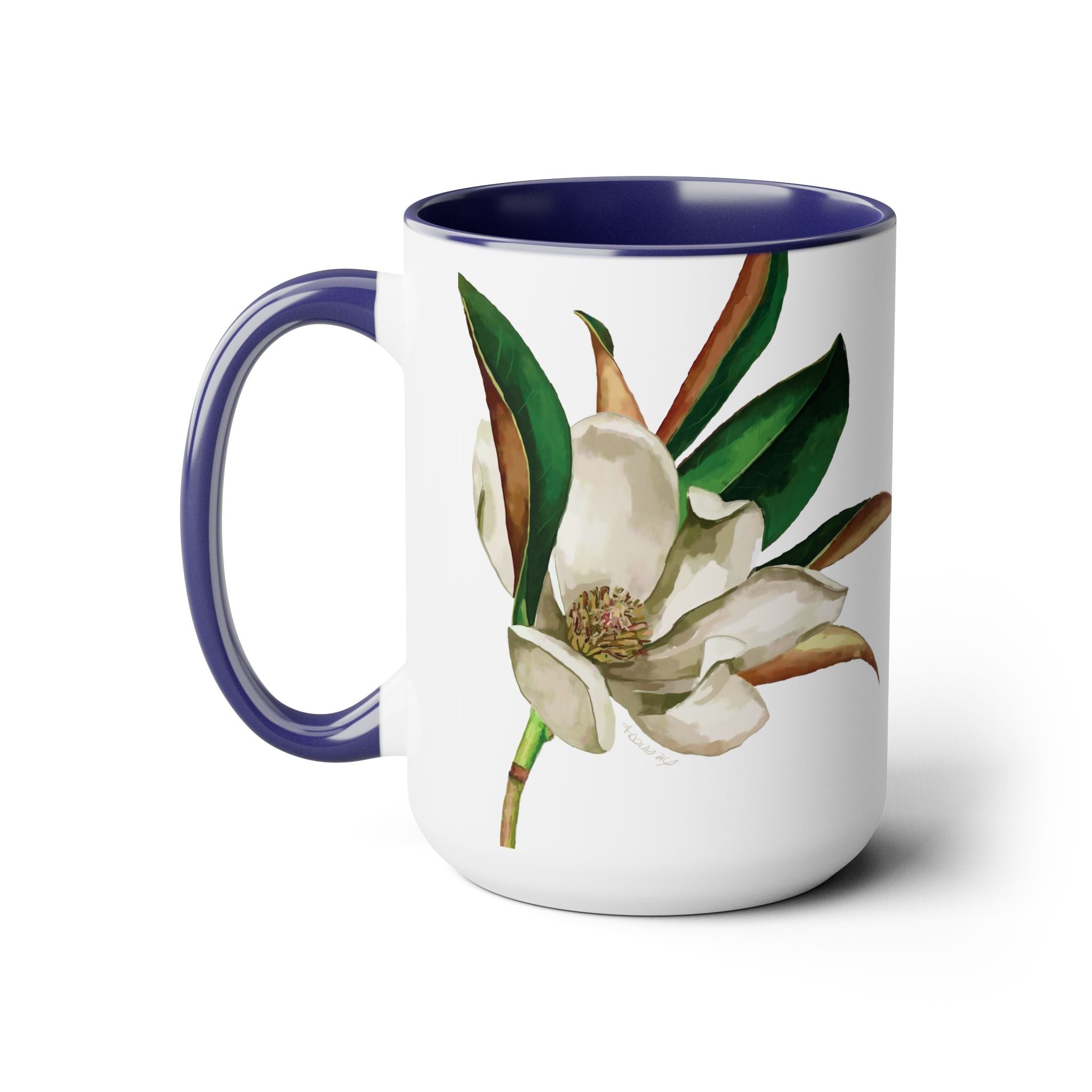 Magnolia Two - Tone Ceramic Coffee Mugs - Blue Cava