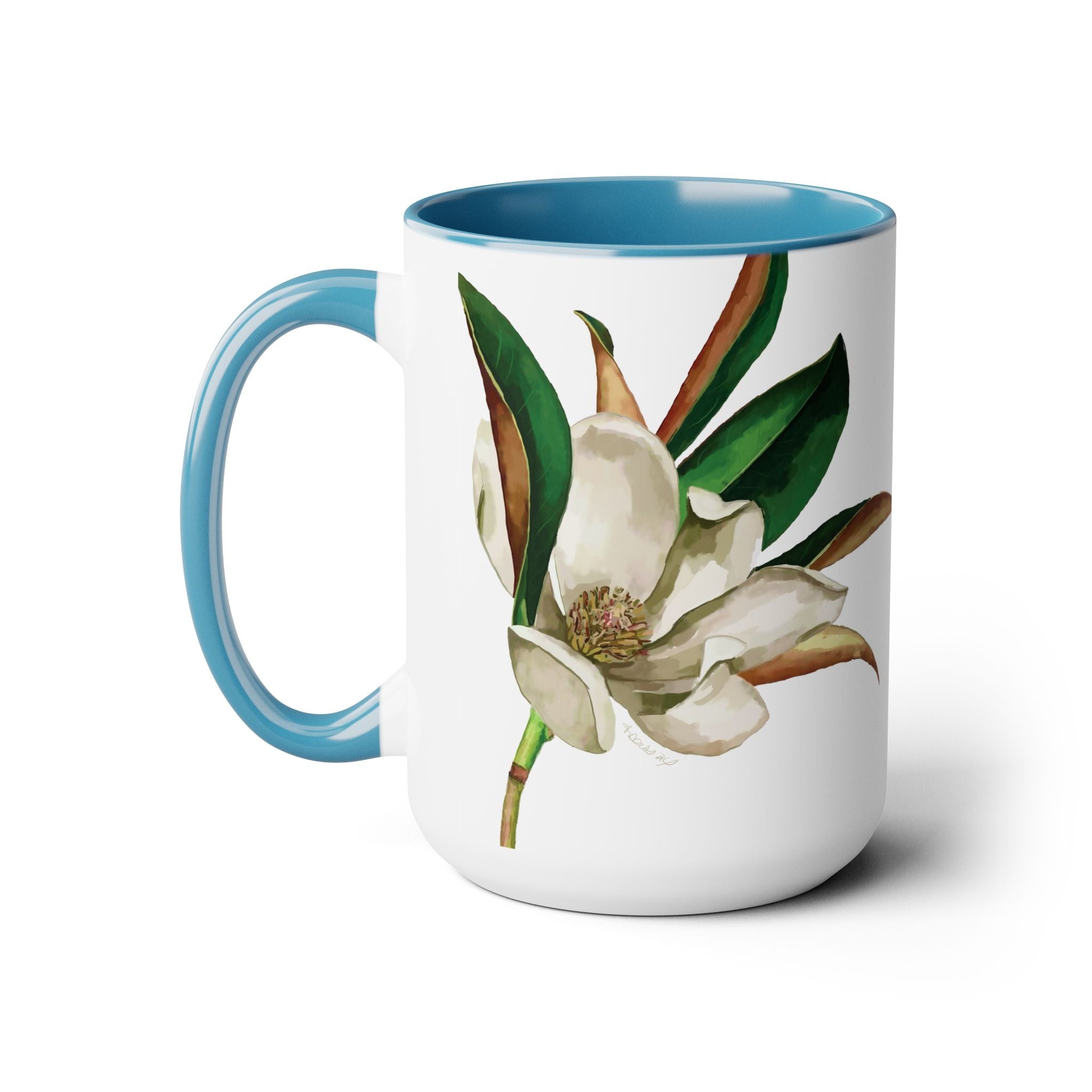 Magnolia Two - Tone Ceramic Coffee Mugs - Blue Cava