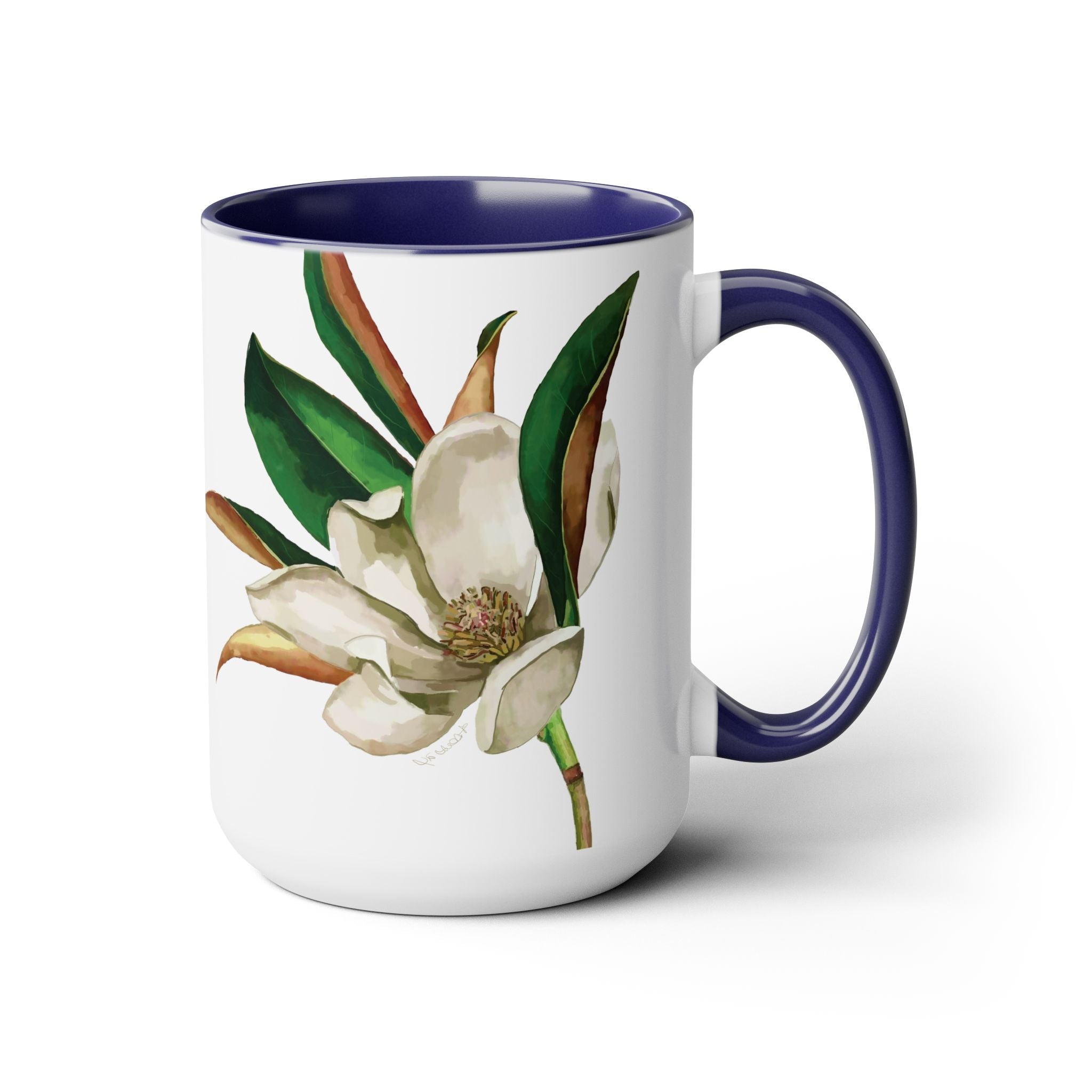 Magnolia Two - Tone Ceramic Coffee Mugs - Blue Cava