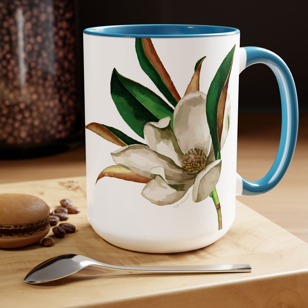 Magnolia Two - Tone Ceramic Coffee Mugs - Blue Cava
