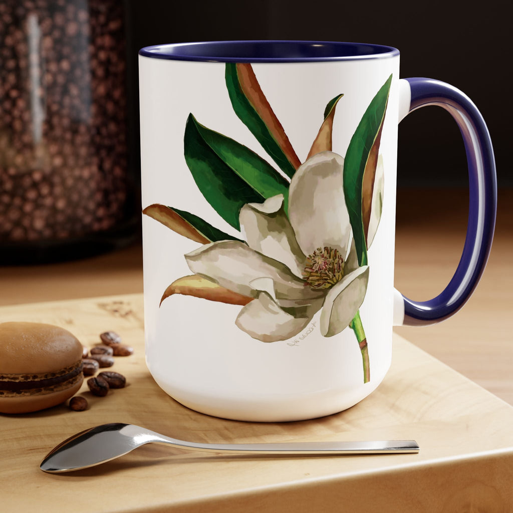Magnolia Two - Tone Ceramic Coffee Mugs - Blue Cava