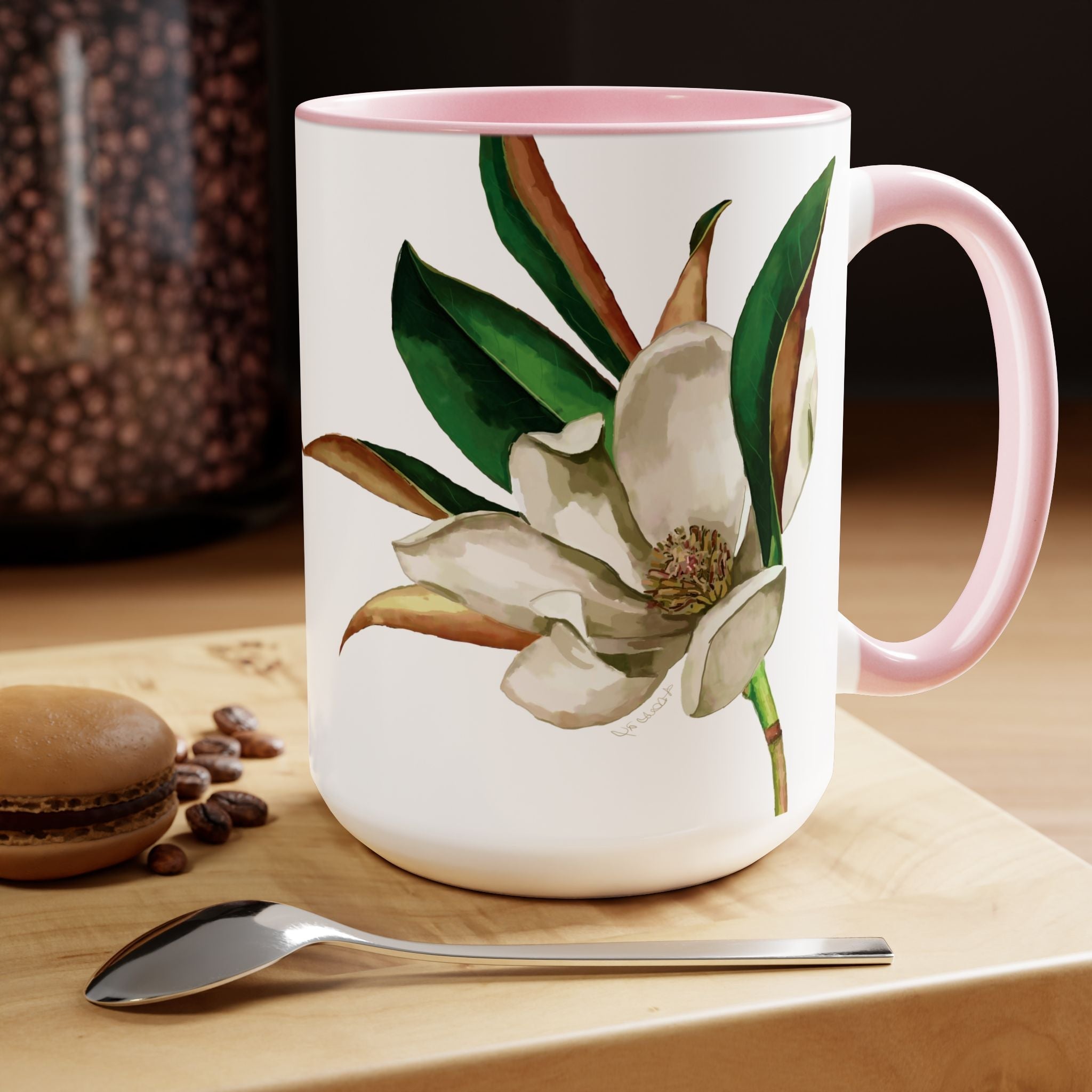 Magnolia Two - Tone Ceramic Coffee Mugs - Blue Cava