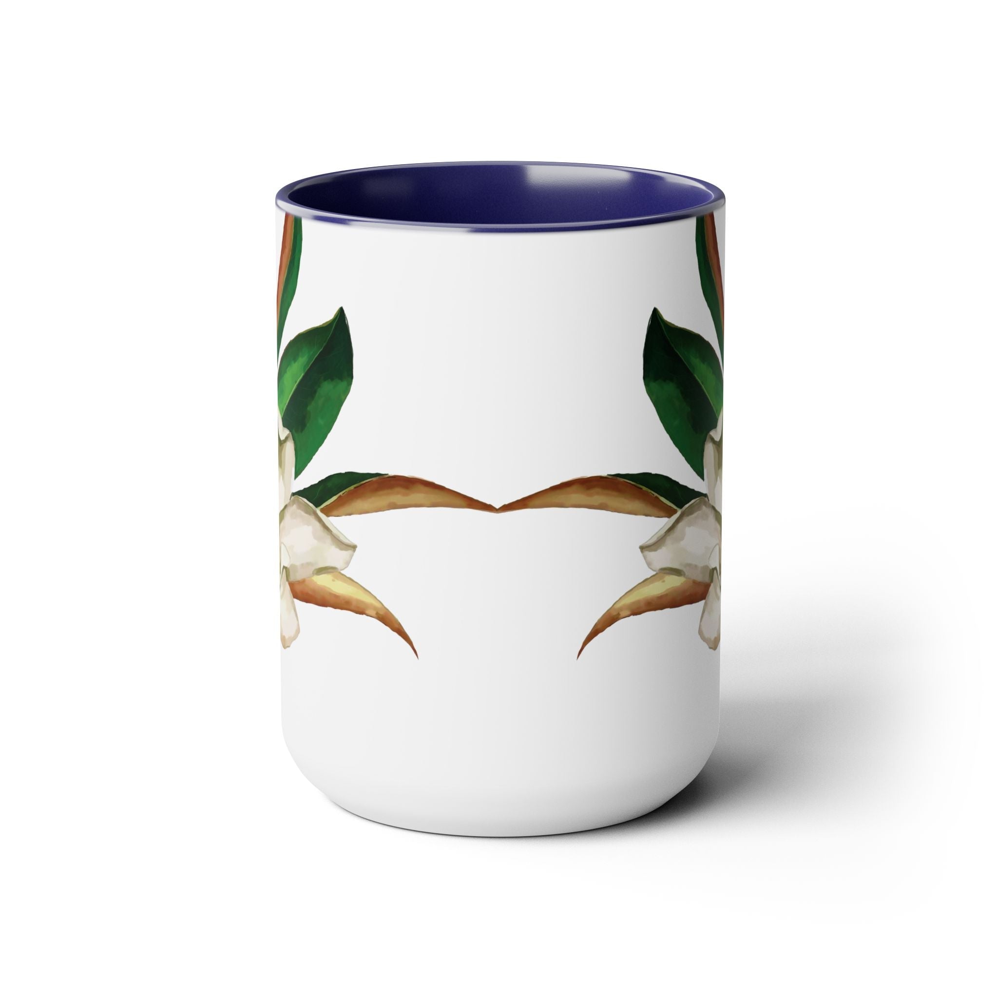 Magnolia Two - Tone Ceramic Coffee Mugs - Blue Cava