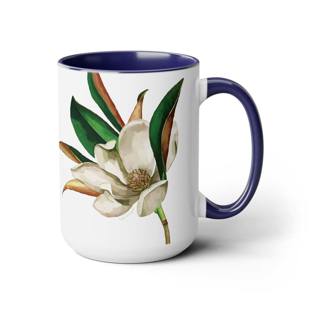 Magnolia Two - Tone Ceramic Coffee Mugs - Blue Cava