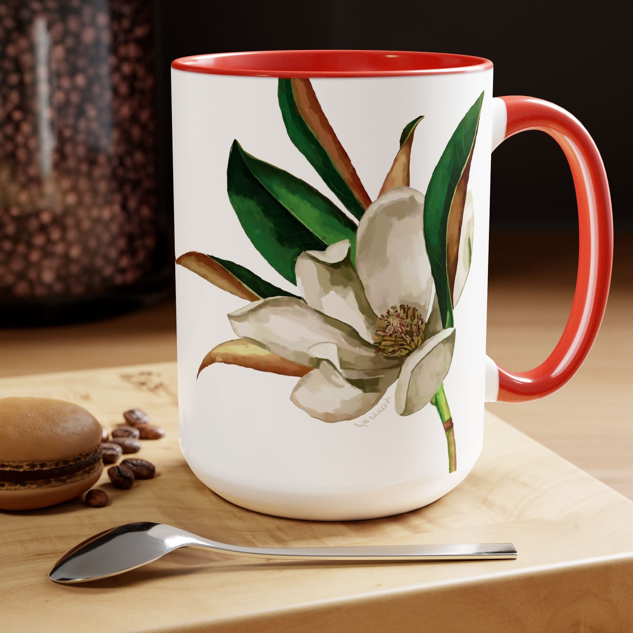 Magnolia Two - Tone Ceramic Coffee Mugs - Blue Cava
