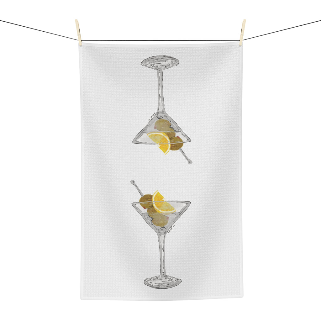 Martini Microfiber Waffle Towel - Cocktail Towel - Blue Cava