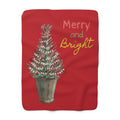 Merry and Bright Christmas Sherpa Throw Blanket - Blue Cava