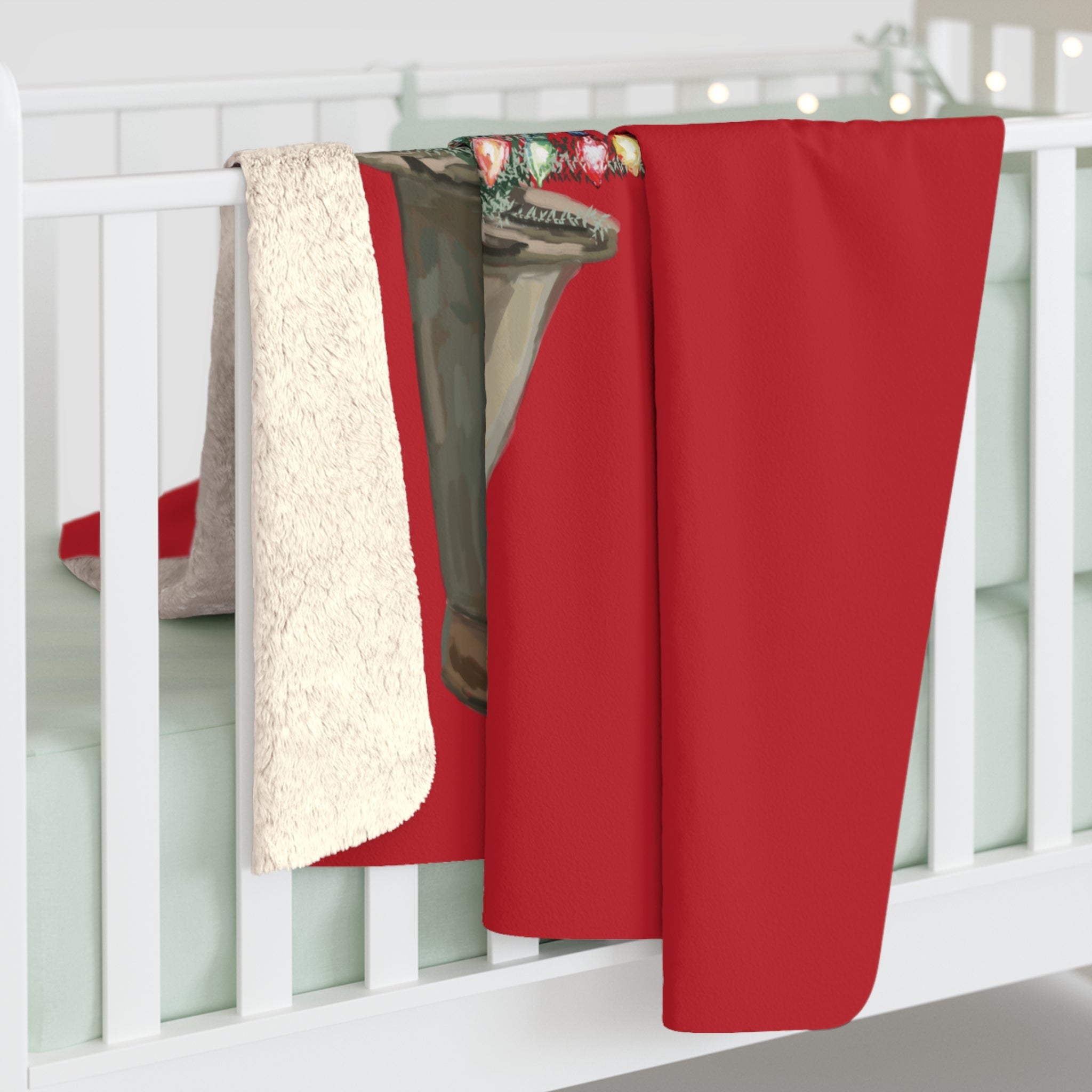 Merry and Bright Christmas Sherpa Throw Blanket - Blue Cava