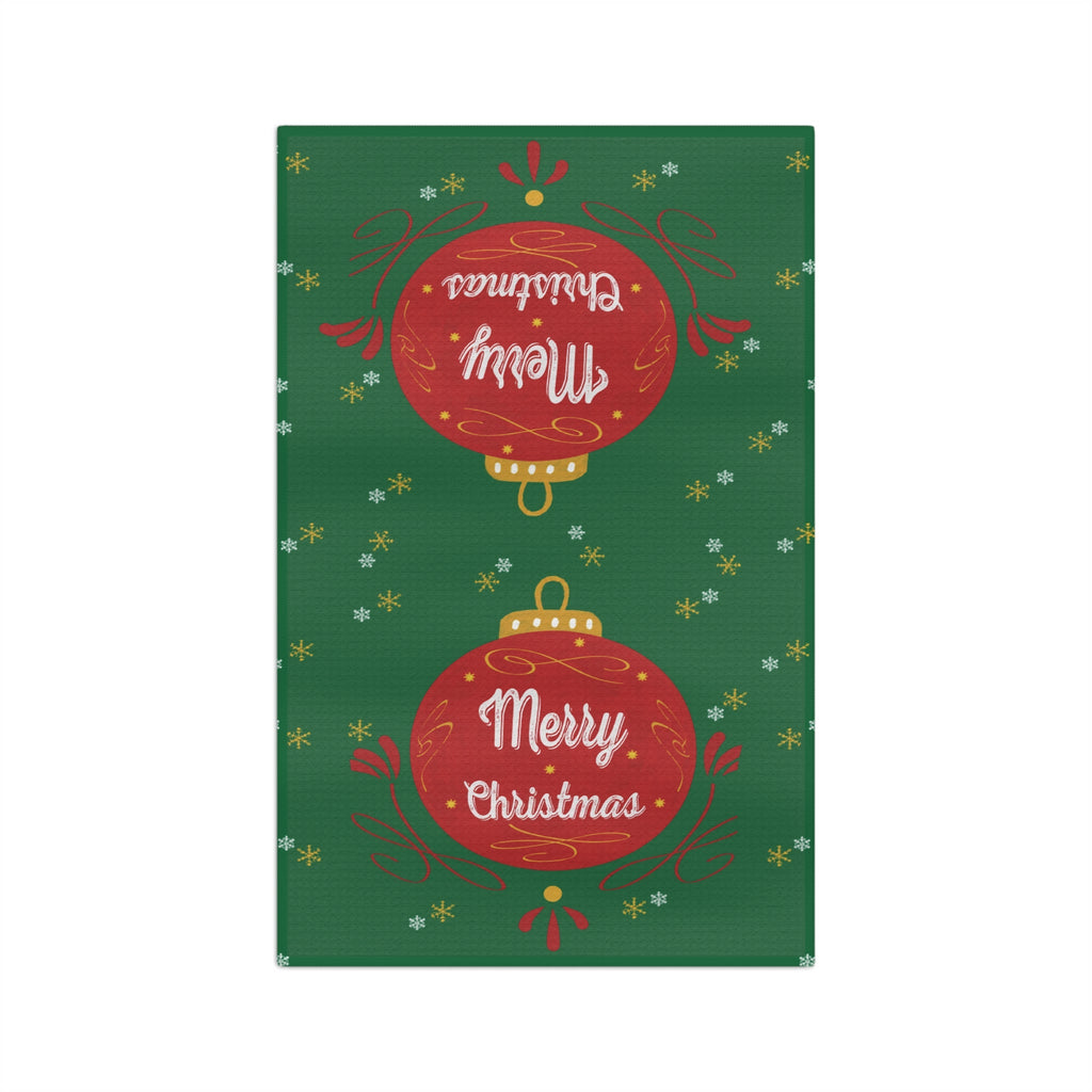 Merry Christmas Ornament Microfiber Waffle Kitchen Towel - Blue Cava