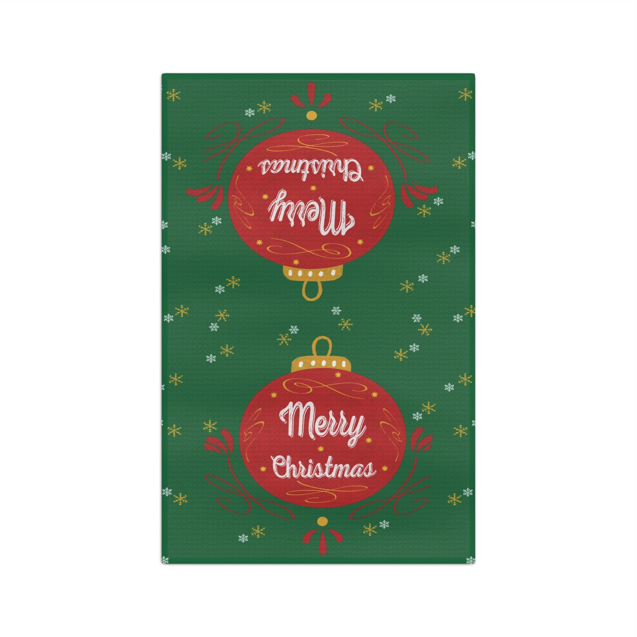 Merry Christmas Ornament Microfiber Waffle Kitchen Towel - Blue Cava