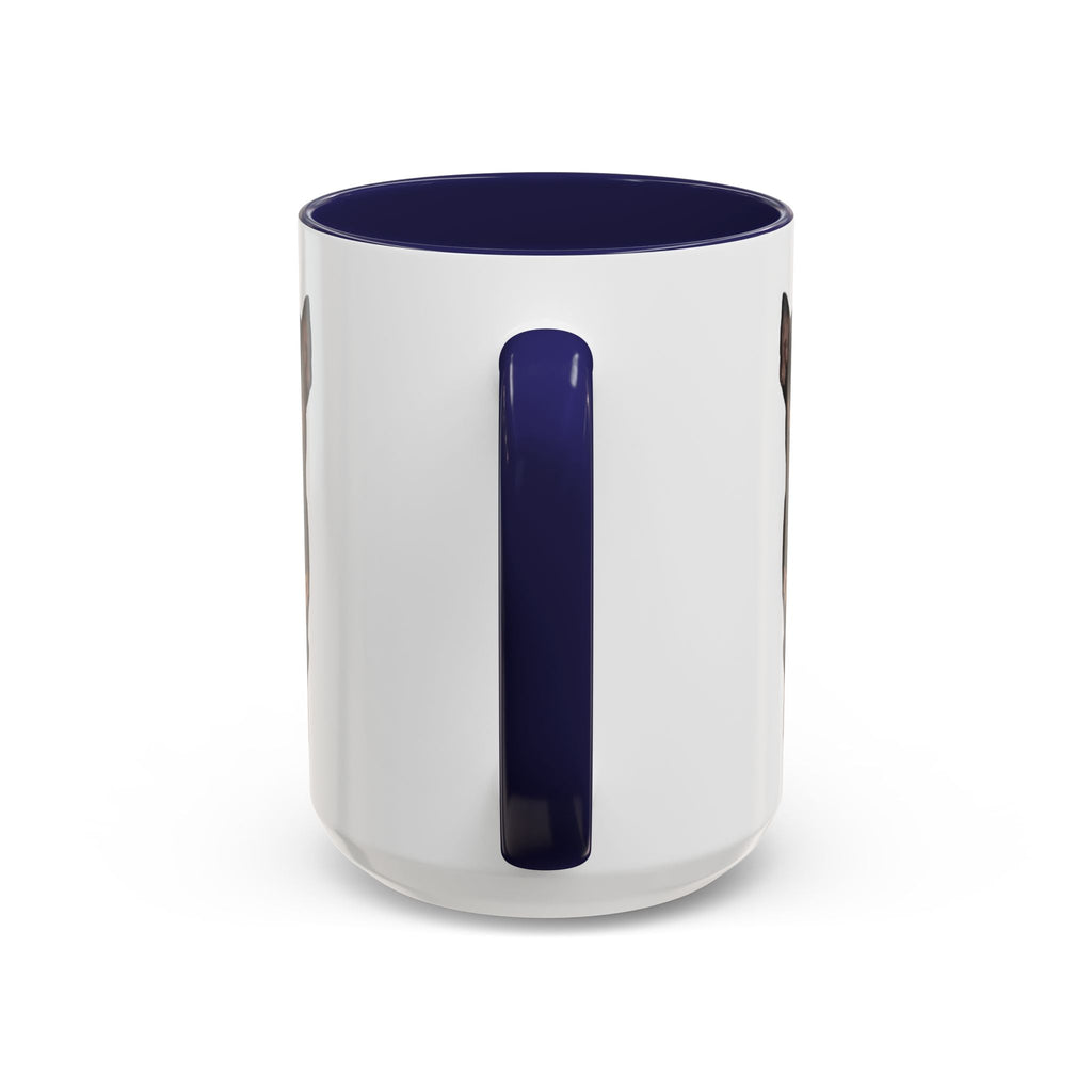 Miniature Pinscher Dog "Charlie" Two Tone Ceramic Mugs - Blue Cava