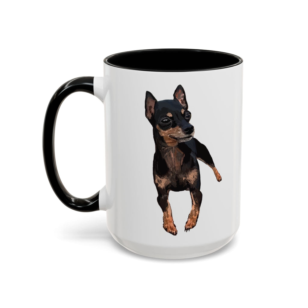 Miniature Pinscher Dog "Charlie" Two Tone Ceramic Mugs - Blue Cava