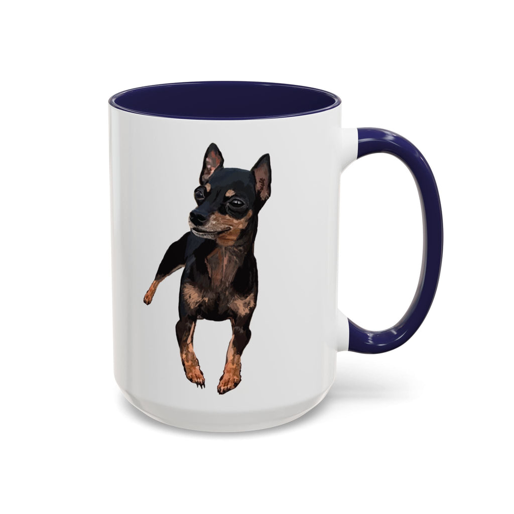 Miniature Pinscher Dog "Charlie" Two Tone Ceramic Mugs - Blue Cava
