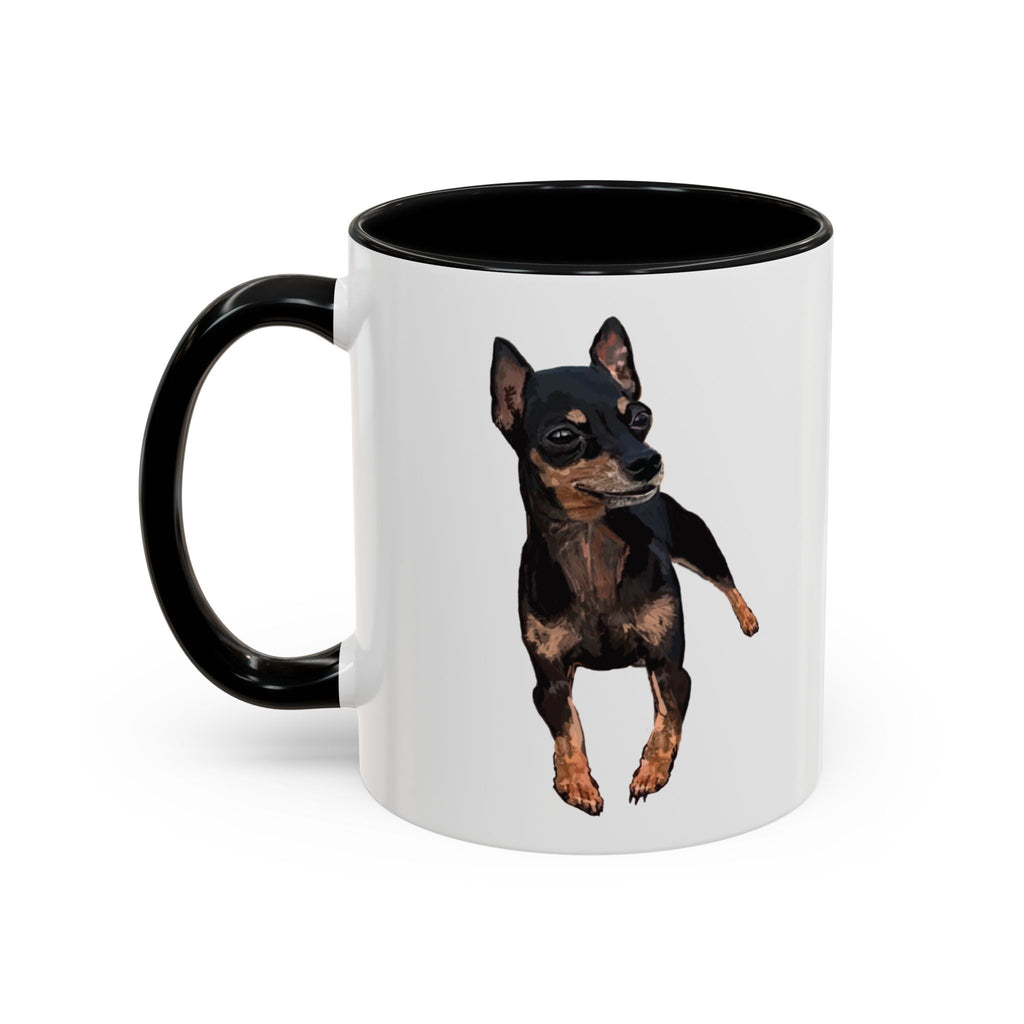 Miniature Pinscher Dog "Charlie" Two Tone Ceramic Mugs - Blue Cava