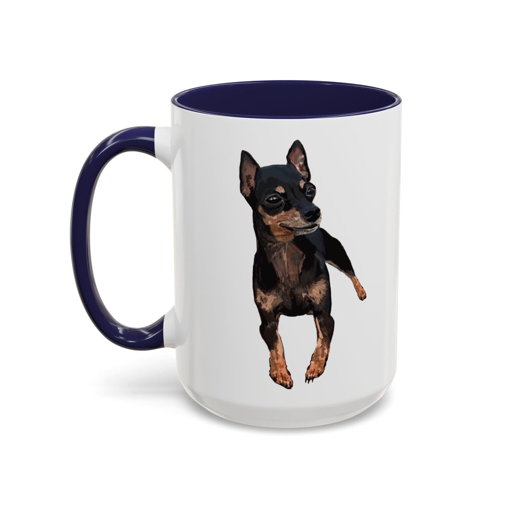 Miniature Pinscher Dog "Charlie" Two Tone Ceramic Mugs - Blue Cava