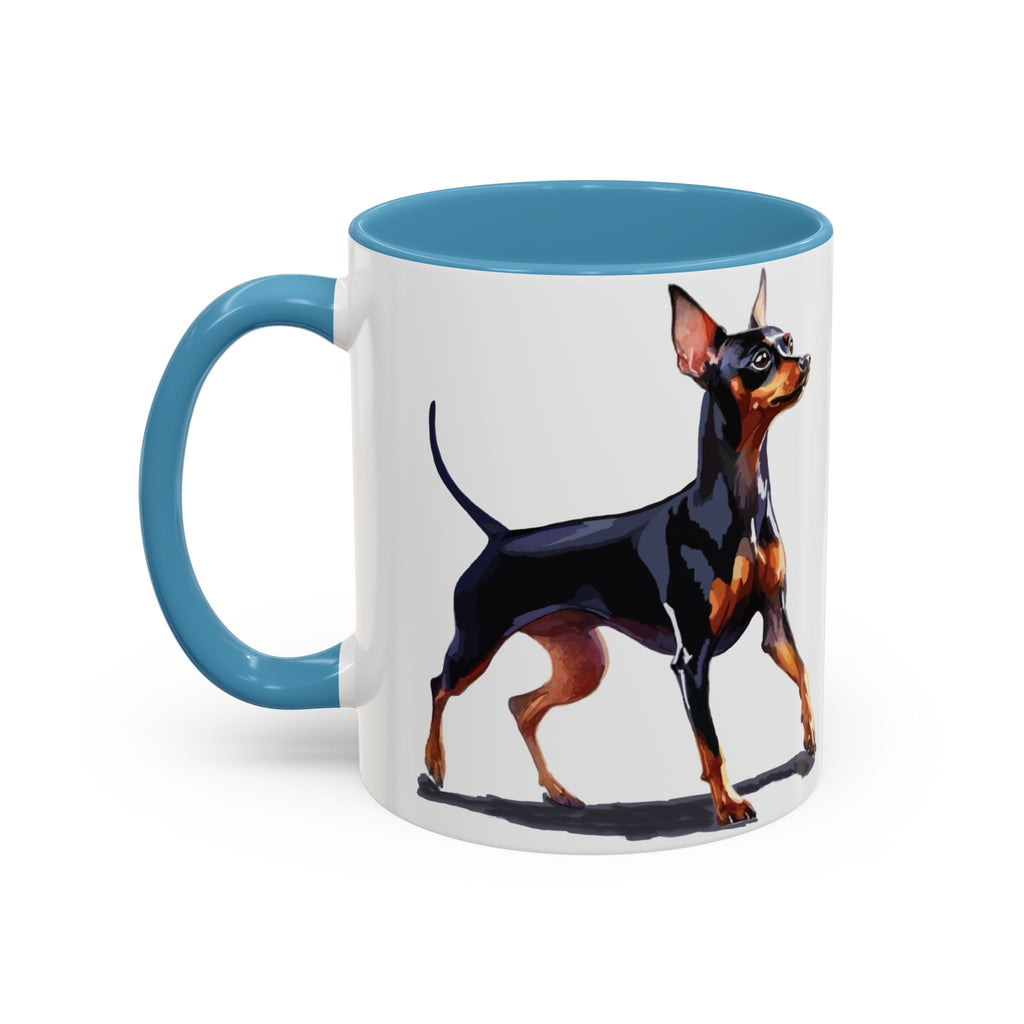Miniature Pinscher Dog Two Tone Ceramic Coffee Mugs - Blue Cava